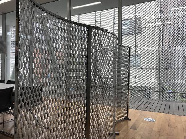Aluminum expanded metal is used for partition wall design.