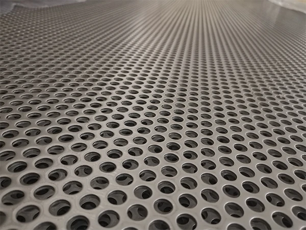 A standard color aluminum perforated panel