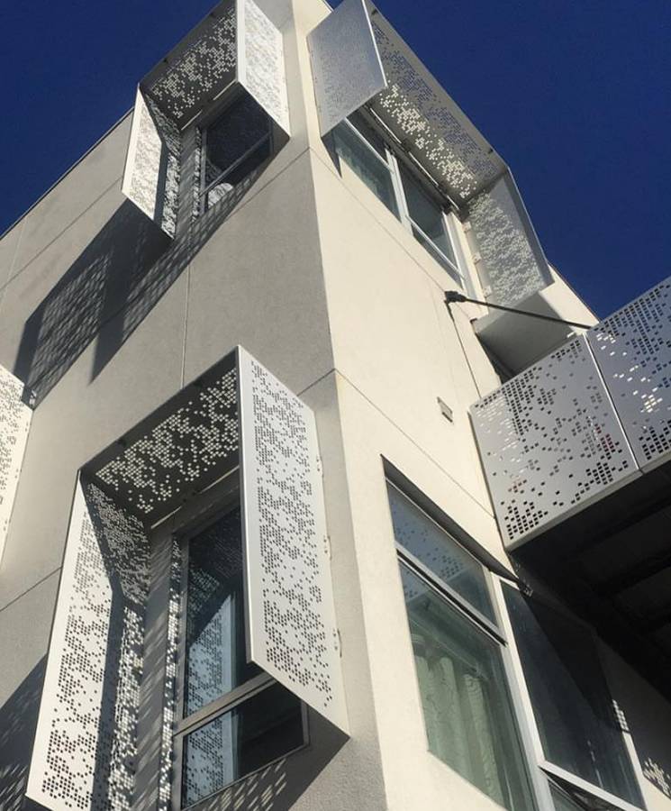 Aluminum perforated metal panels with round hole pattern.