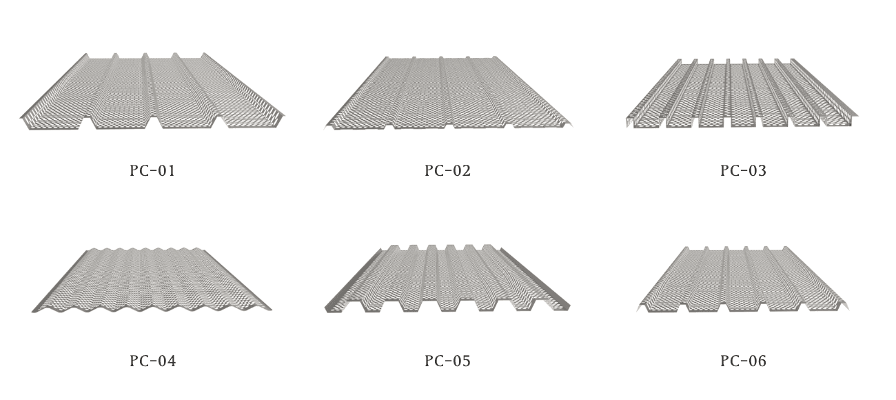 Here are the main perforation patterns of perforated corrugated sheets.