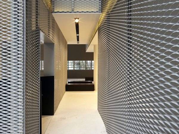 Modern internal wall is designed with expanded metal sheets.
