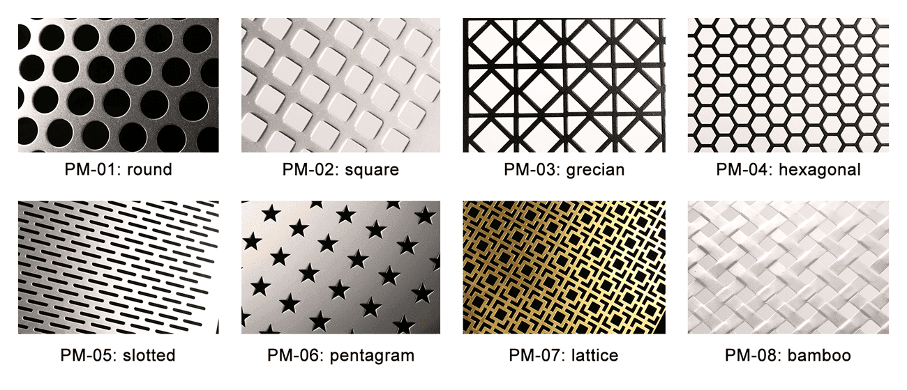 There are six main patterns of perforated metal panels.