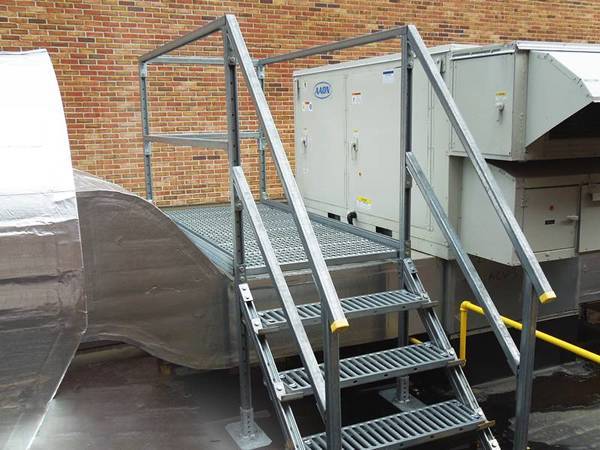 The inspection platform is paved with interlocking safety gratings.