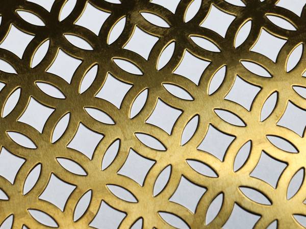 Copper perforated metal sheets with circle link pattern.