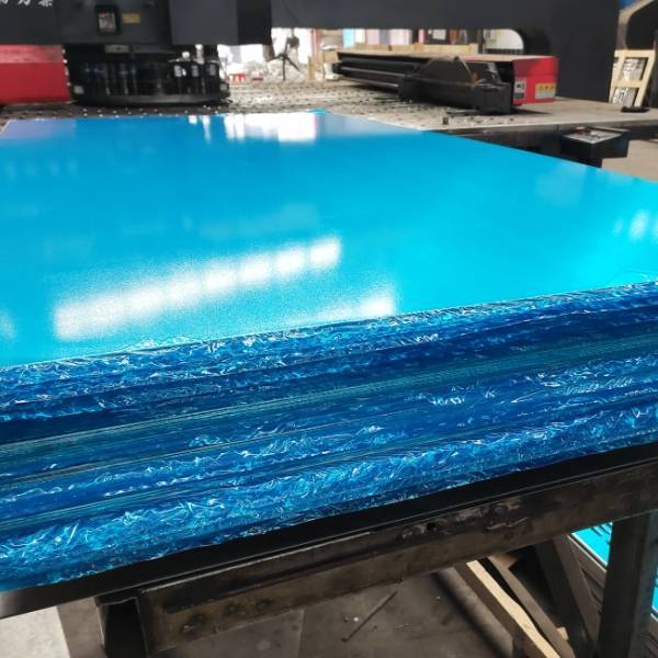 A pallet of aluminum plates ready for production.